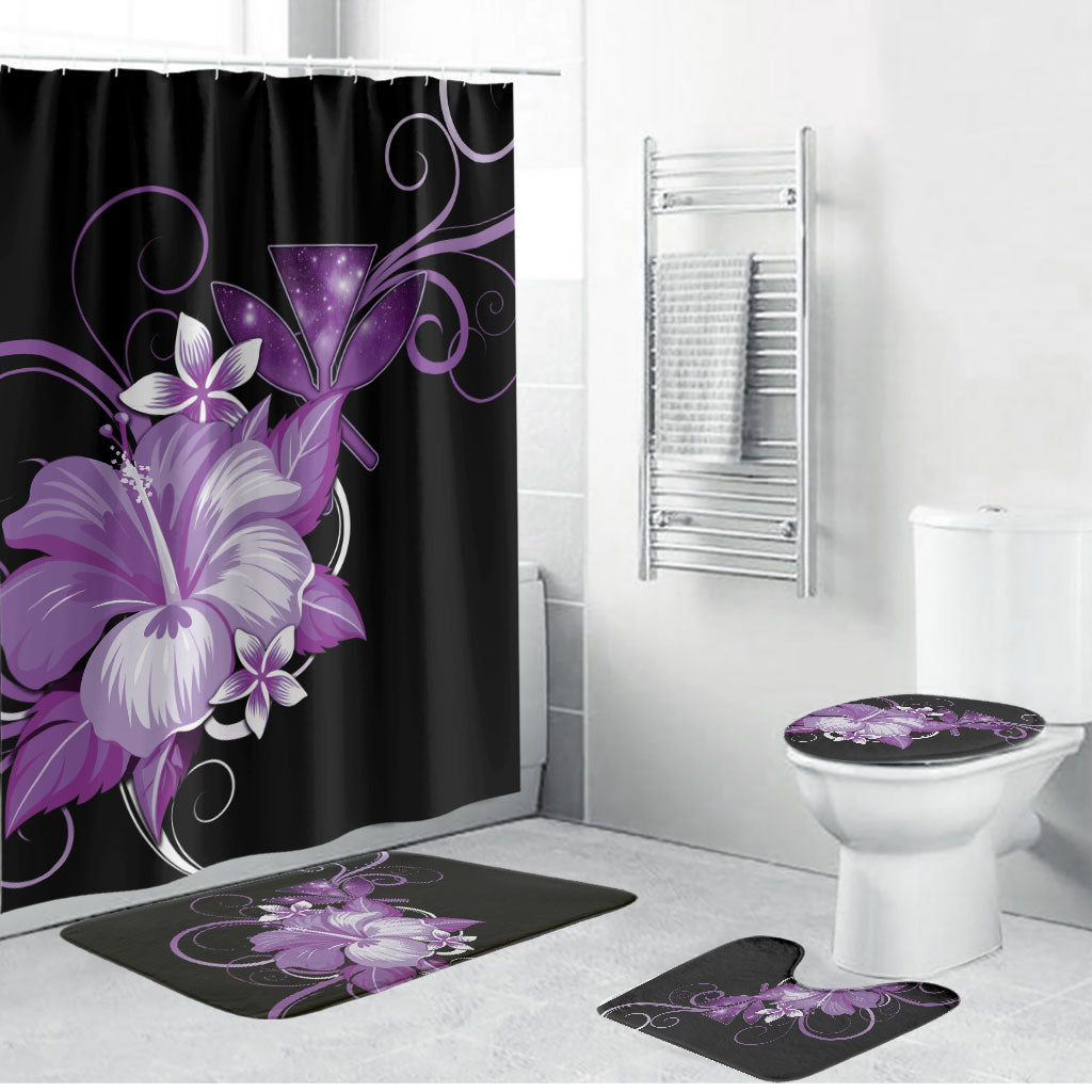 Hawaii Makahiki Kanaka Maoli Bathroom Set Purple Hibiscus Floral Vibes LT05 Bathroom Set (4 pcs) Purple - Polynesian Pride