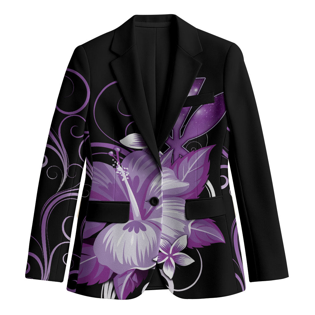 Hawaii Makahiki Kanaka Maoli Blazer Purple Hibiscus Floral Vibes LT05 Unisex Purple - Polynesian Pride