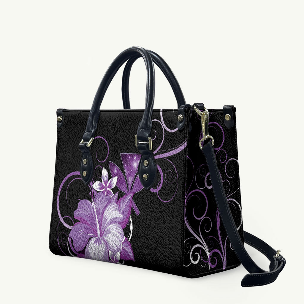 Hawaii Makahiki Kanaka Maoli Leather Bag Purple Hibiscus Floral Vibes LT05 Purple - Polynesian Pride