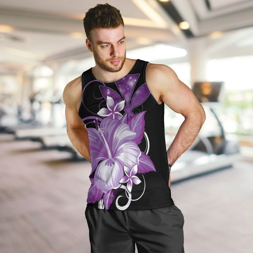 Hawaii Makahiki Kanaka Maoli Men Tank Top Purple Hibiscus Floral Vibes LT05 Purple - Polynesian Pride