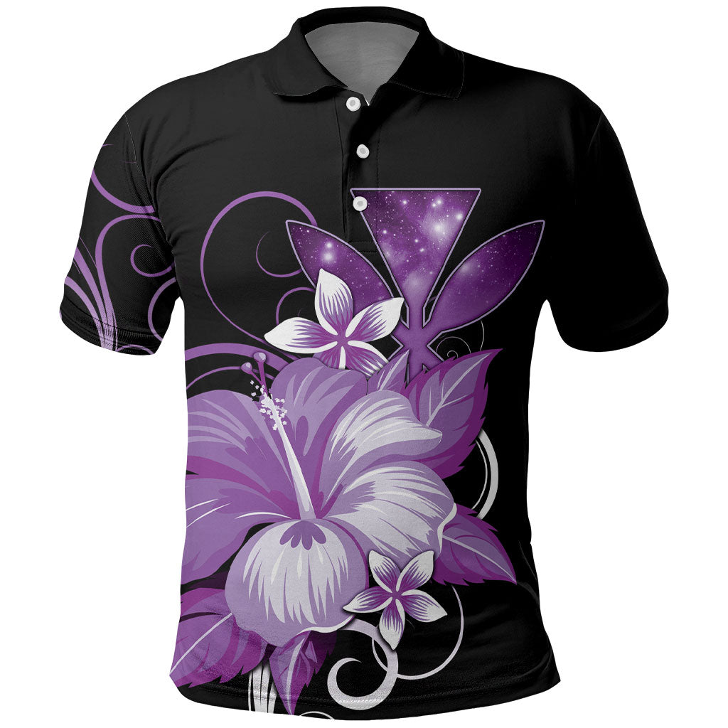 Hawaii Makahiki Kanaka Maoli Polo Shirt Purple Hibiscus Floral Vibes LT05 Purple - Polynesian Pride