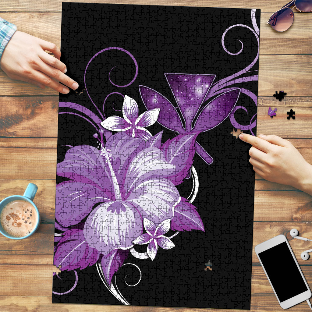 Hawaii Makahiki Kanaka Maoli Puzzle Purple Hibiscus Floral Vibes LT05 Purple - Polynesian Pride