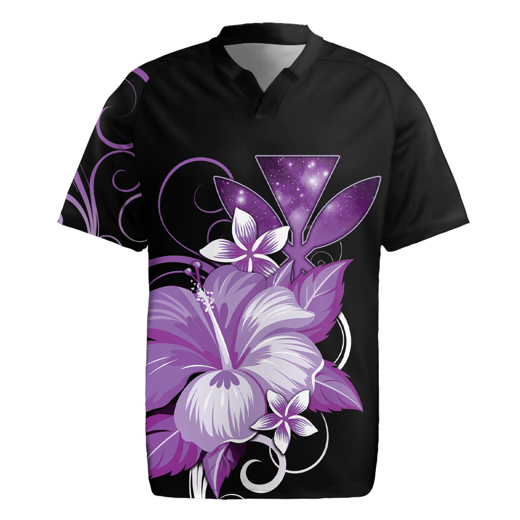 Hawaii Makahiki Kanaka Maoli Rugby Jersey Purple Hibiscus Floral Vibes LT05 Purple - Polynesian Pride