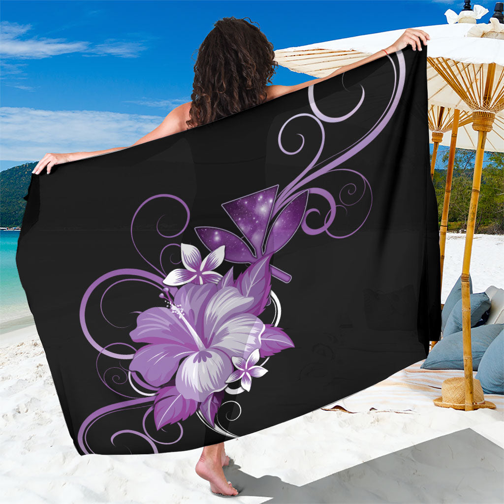 Hawaii Makahiki Kanaka Maoli Sarong Purple Hibiscus Floral Vibes LT05 One Size 44 x 66 inches Purple - Polynesian Pride