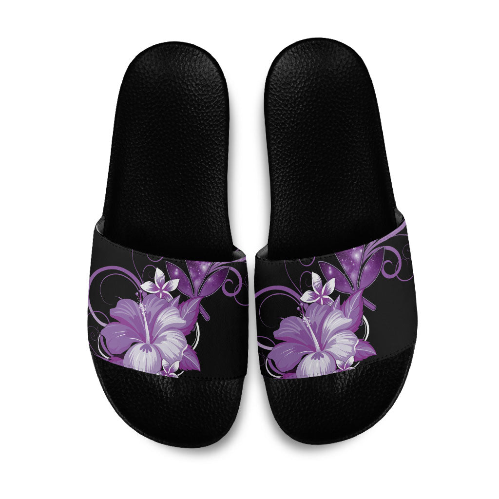 Hawaii Makahiki Kanaka Maoli Slide Sandals Purple Hibiscus Floral Vibes LT05 Purple - Polynesian Pride