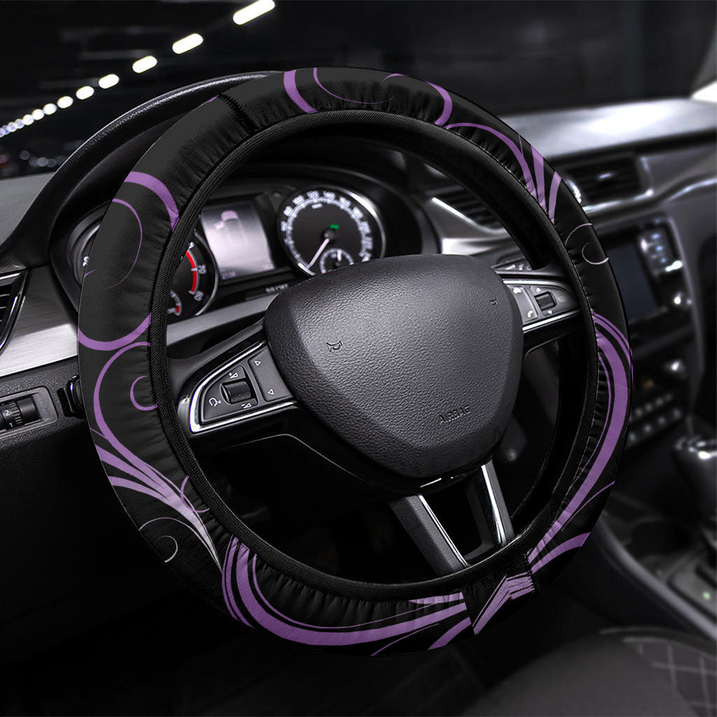 Hawaii Makahiki Kanaka Maoli Steering Wheel Cover Purple Hibiscus Floral Vibes LT05 Universal Fit Purple - Polynesian Pride