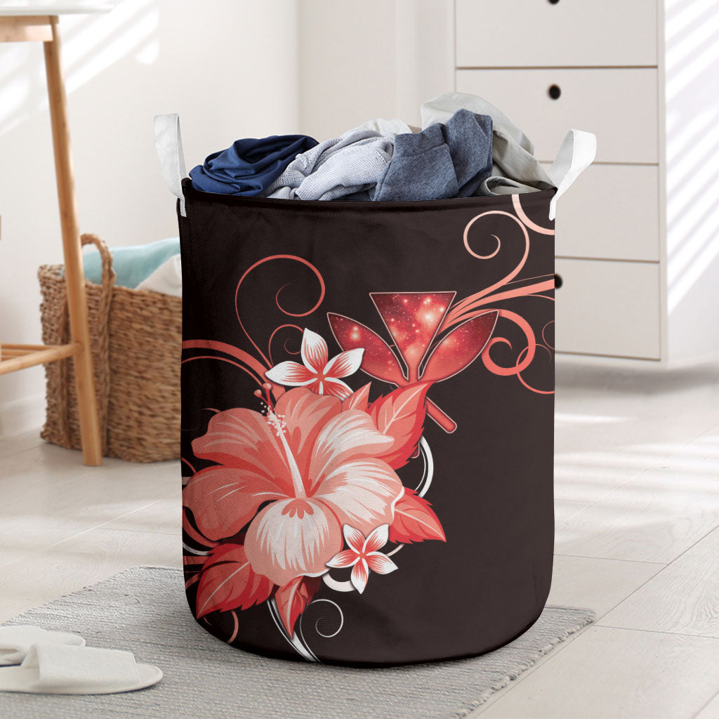 Hawaii Makahiki Kanaka Maoli Laundry Basket Red Hibiscus Floral Vibes LT05 Red - Polynesian Pride