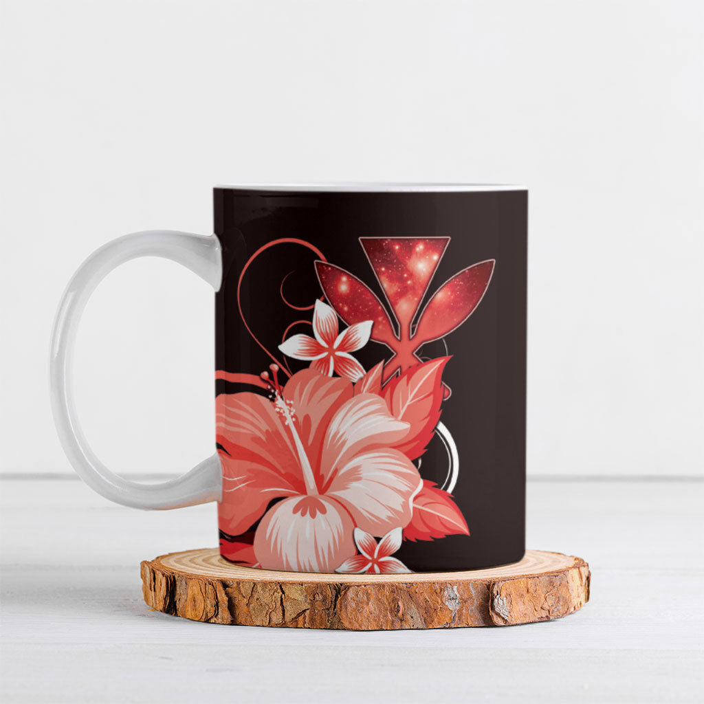 Hawaii Makahiki Kanaka Maoli Ceramic Mug Red Hibiscus Floral Vibes LT05 Red - Polynesian Pride