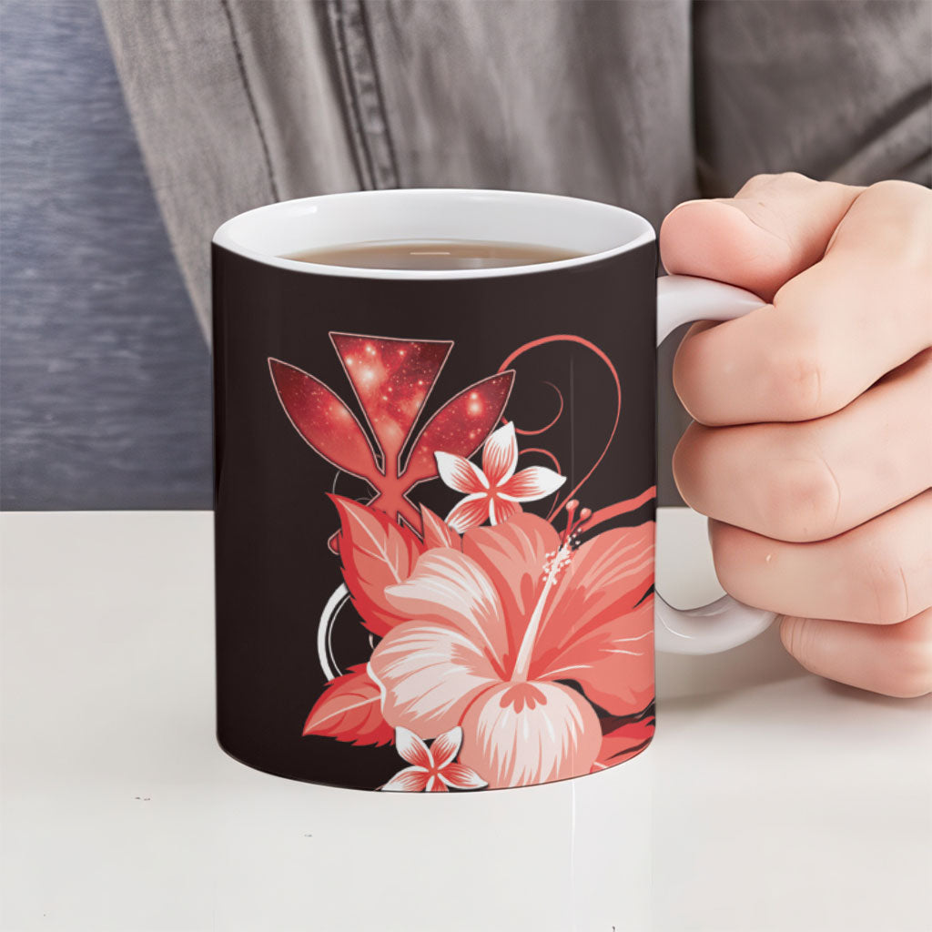 Hawaii Makahiki Kanaka Maoli Ceramic Mug Red Hibiscus Floral Vibes LT05 - Polynesian Pride