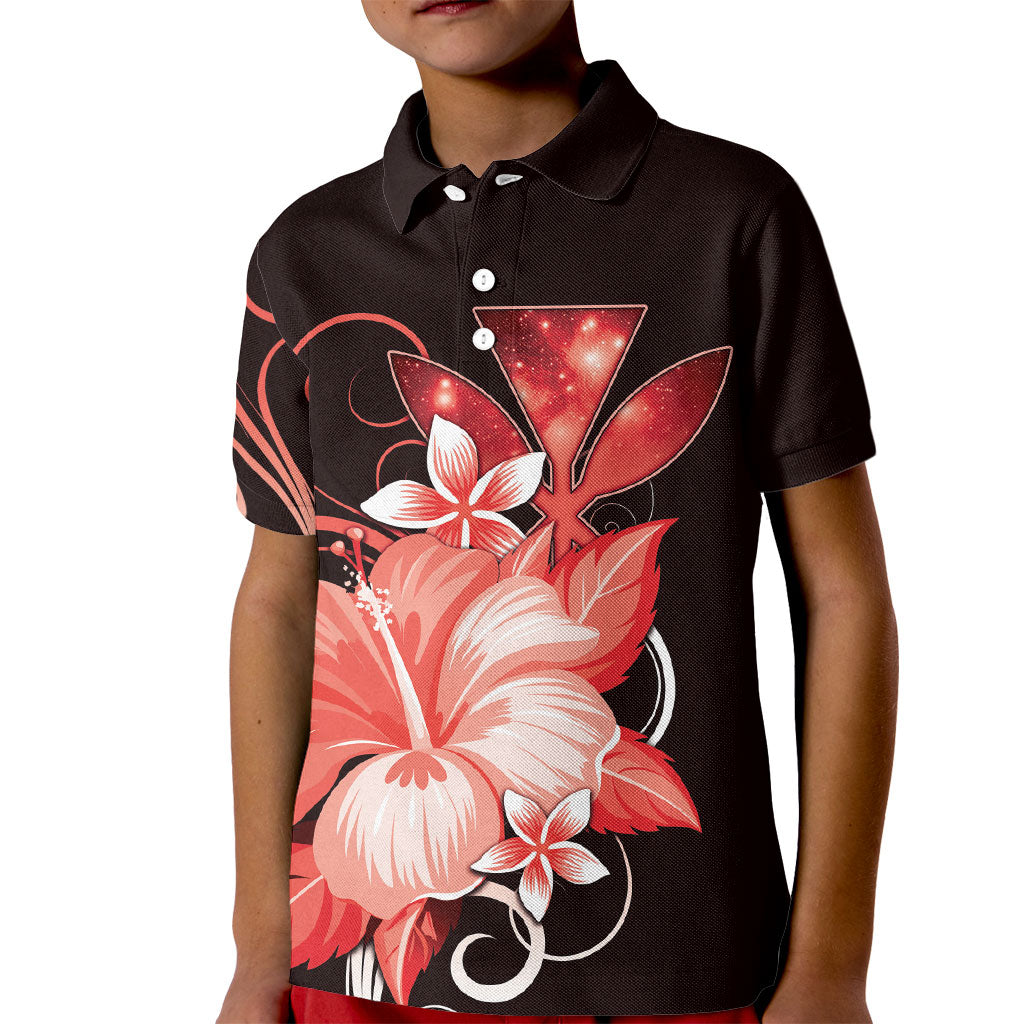 Hawaii Makahiki Kanaka Maoli Kid Polo Shirt Red Hibiscus Floral Vibes LT05 Kid Red - Polynesian Pride