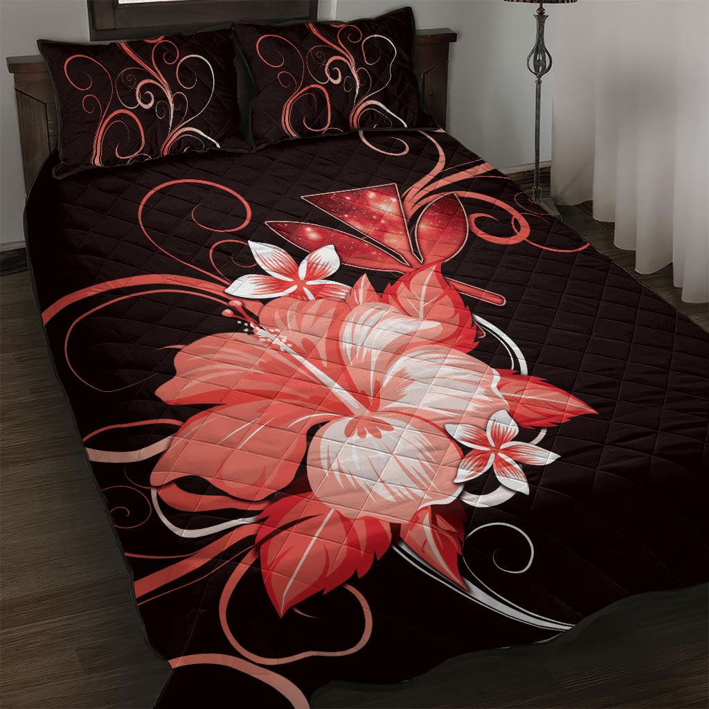 Hawaii Makahiki Kanaka Maoli Quilt Bed Set Red Hibiscus Floral Vibes LT05 Red - Polynesian Pride