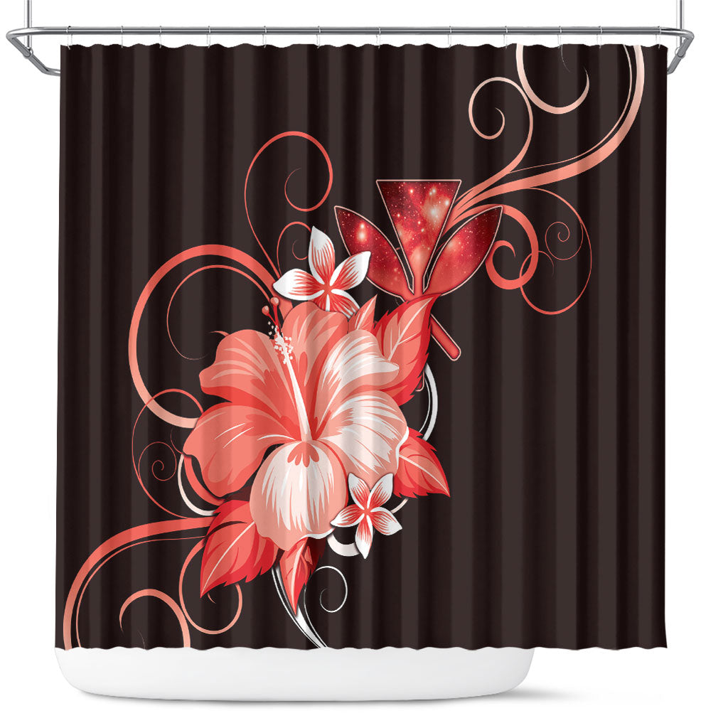 Hawaii Makahiki Kanaka Maoli Shower Curtain Red Hibiscus Floral Vibes LT05 Red - Polynesian Pride