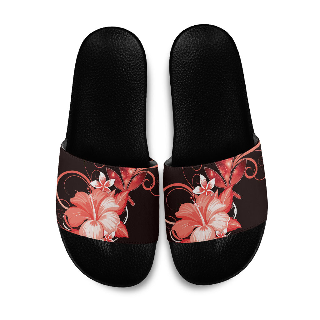 Hawaii Makahiki Kanaka Maoli Slide Sandals Red Hibiscus Floral Vibes LT05 Red - Polynesian Pride