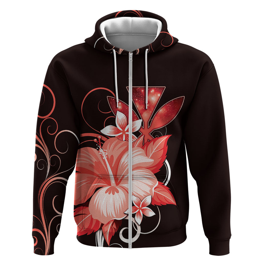Hawaii Makahiki Kanaka Maoli Zip Hoodie Red Hibiscus Floral Vibes LT05 Zip Hoodie Red - Polynesian Pride