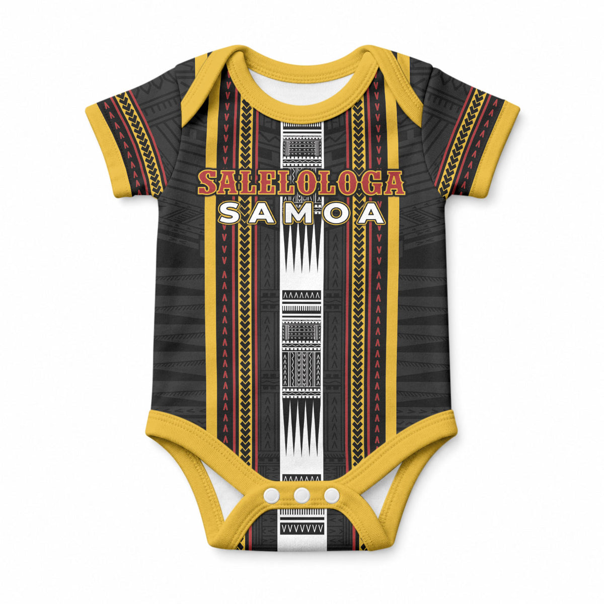 Personalised Salelologa Samoa Baby Onesie Samoan Tribal Pattern LT05 Black - Polynesian Pride