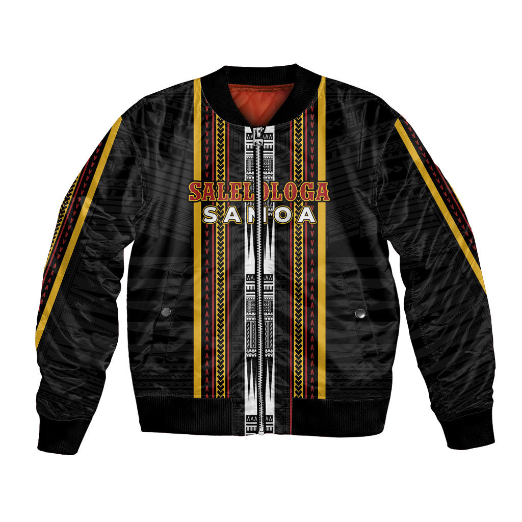 Personalised Salelologa Samoa Bomber Jacket Samoan Tribal Pattern LT05 Unisex Black - Polynesian Pride