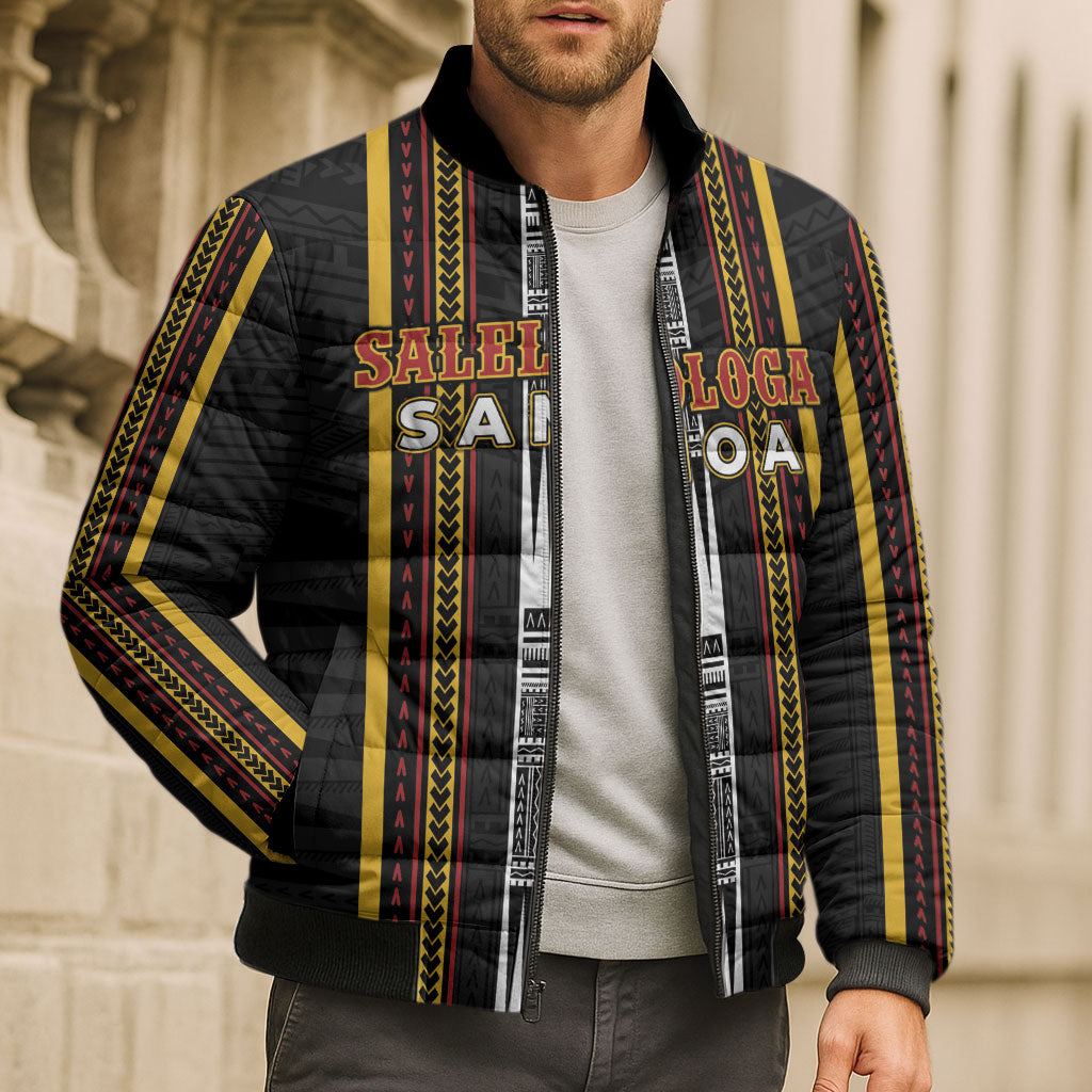 Personalised Salelologa Samoa Bomber Puffer Jacket Samoan Tribal Pattern