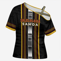 Personalised Salelologa Samoa Cross Shoulder Shirt Samoan Tribal Pattern
