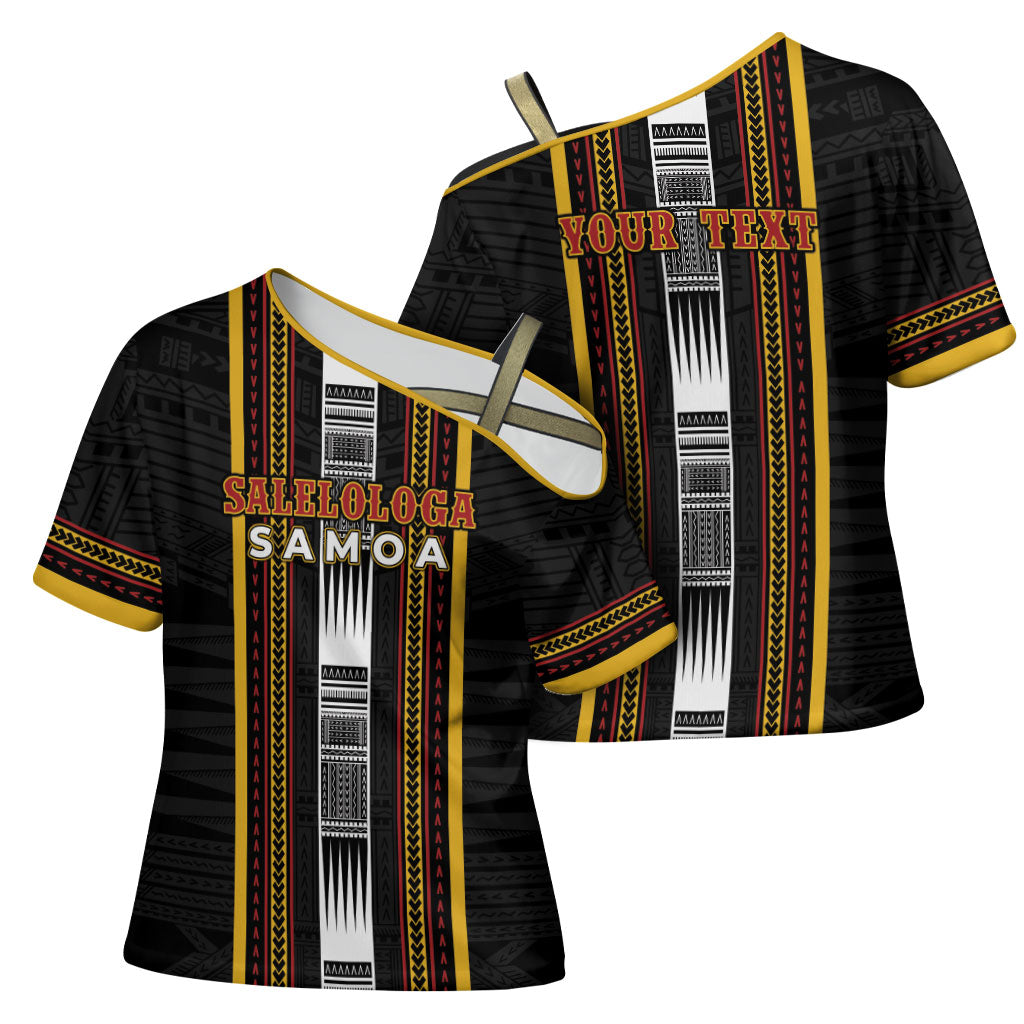 Personalised Salelologa Samoa Cross Shoulder Shirt Samoan Tribal Pattern