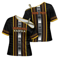 Personalised Salelologa Samoa Cross Shoulder Shirt Samoan Tribal Pattern