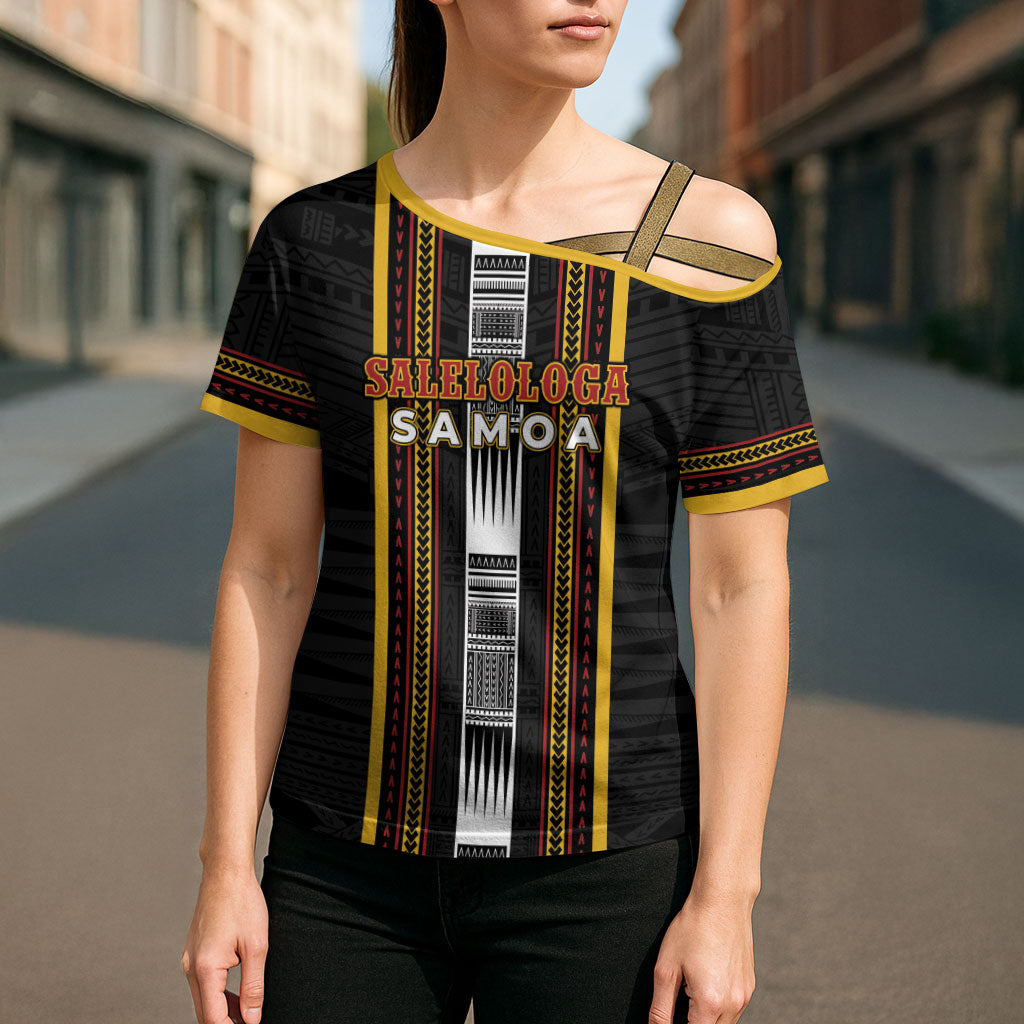 Personalised Salelologa Samoa Cross Shoulder Shirt Samoan Tribal Pattern
