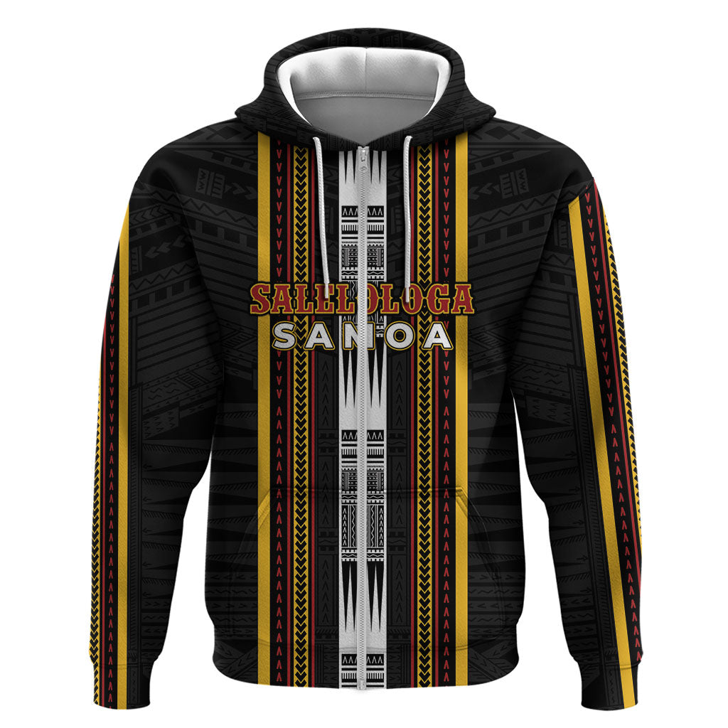 Personalised Salelologa Samoa Hoodie Samoan Tribal Pattern LT05 Zip Hoodie Black - Polynesian Pride