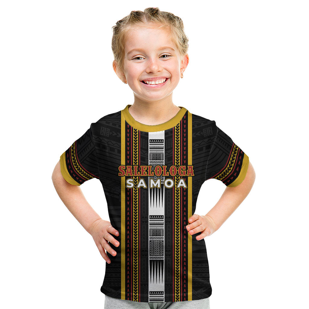 Personalised Salelologa Samoa Kid T Shirt Samoan Tribal Pattern LT05 Black - Polynesian Pride