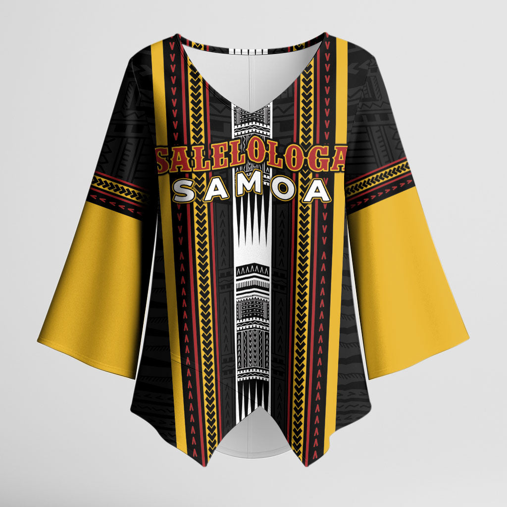 Personalised Salelologa Samoa Kimono Sleeve Blouse Samoan Tribal Pattern LT05 Female Black - Polynesian Pride