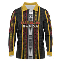 Personalised Salelologa Samoa Long Sleeve Polo Shirt Samoan Tribal Pattern LT05 Black - Polynesian Pride