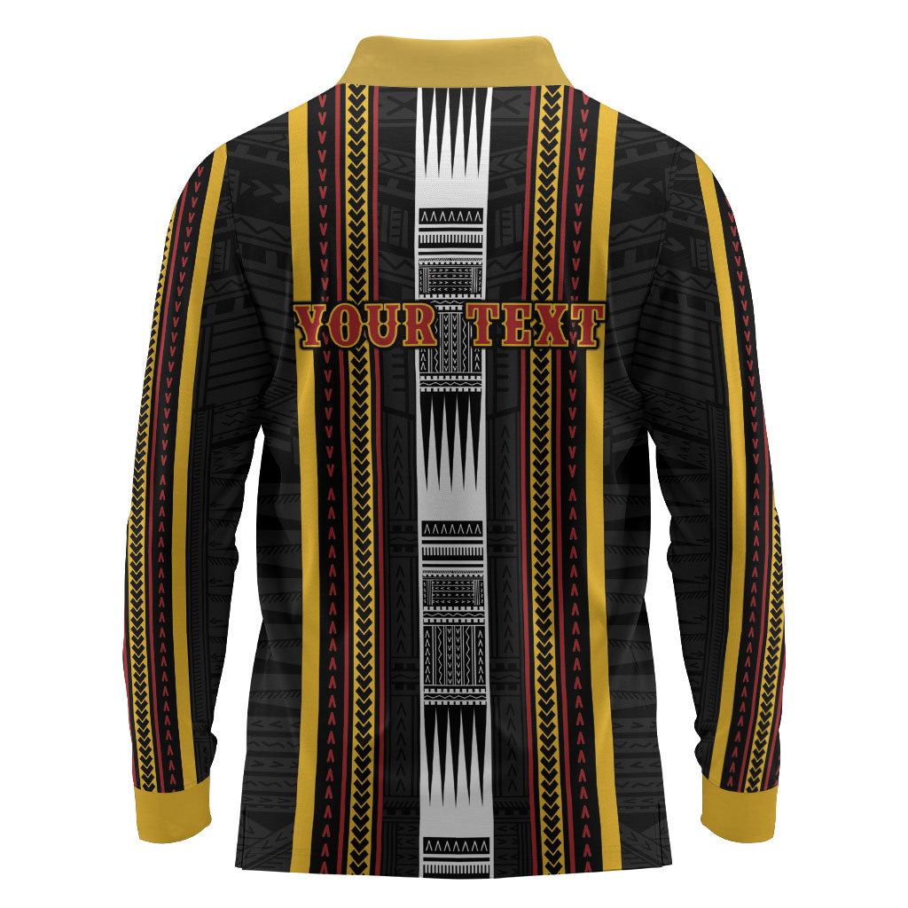 Personalised Salelologa Samoa Long Sleeve Polo Shirt Samoan Tribal Pattern LT05 - Polynesian Pride