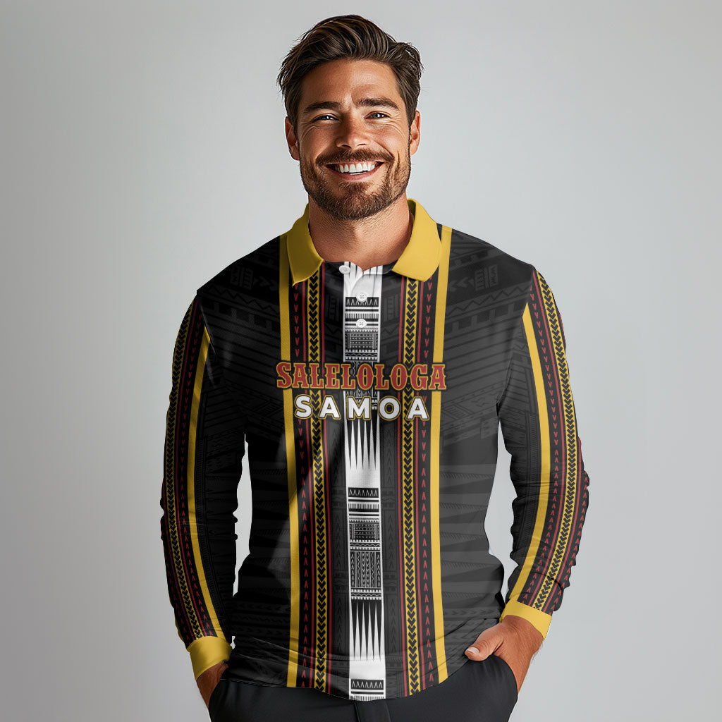 Personalised Salelologa Samoa Long Sleeve Polo Shirt Samoan Tribal Pattern LT05 - Polynesian Pride