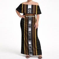 Personalised Salelologa Samoa Off Shoulder Maxi Dress Samoan Tribal Pattern LT05 Women Black - Polynesian Pride