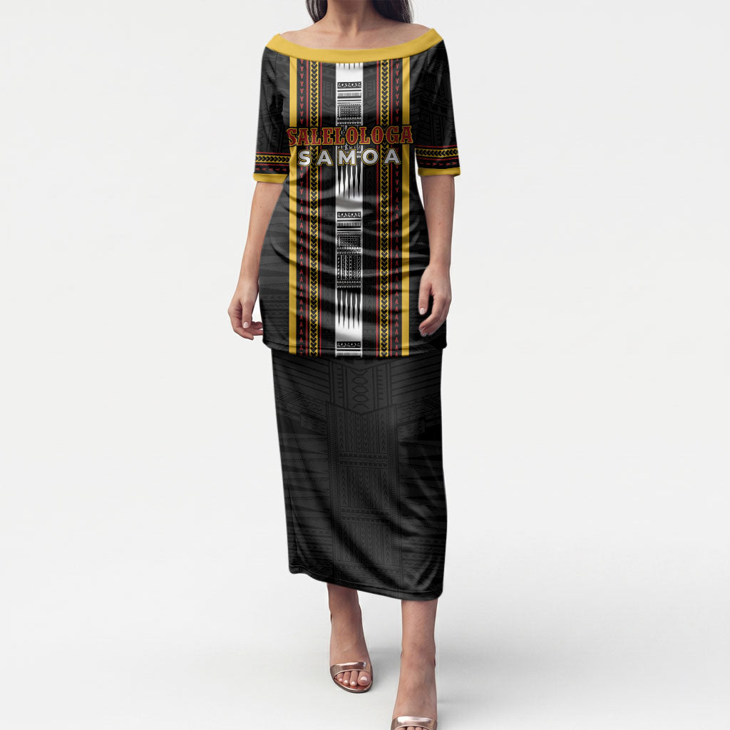 Personalised Salelologa Samoa Puletasi Samoan Tribal Pattern LT05 Long Dress Black - Polynesian Pride