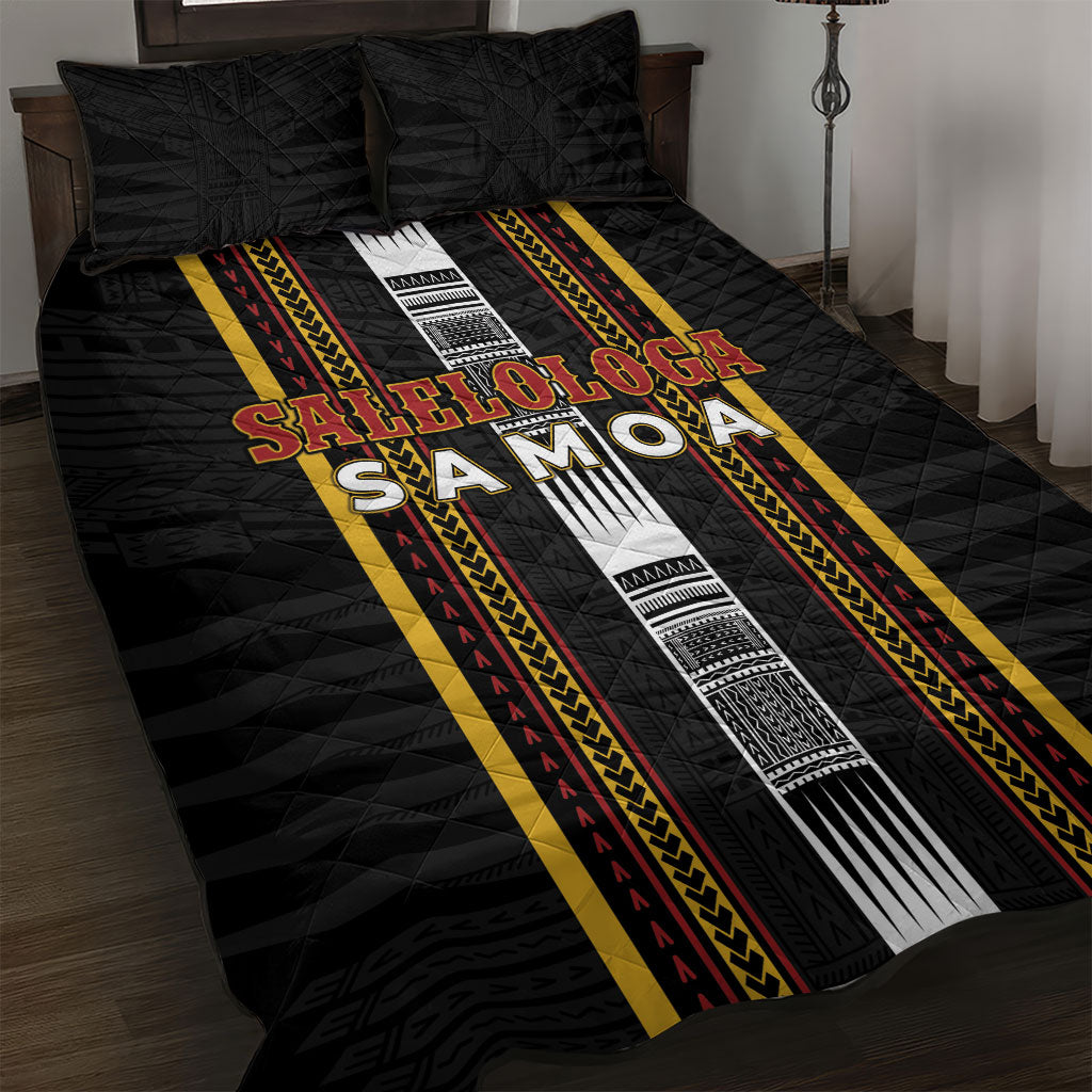 Salelologa Samoa Quilt Bed Set Samoan Tribal Pattern LT05 Black - Polynesian Pride