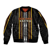 Personalised Salelologa Samoa Sleeve Zip Bomber Jacket Samoan Tribal Pattern LT05 Unisex Black - Polynesian Pride
