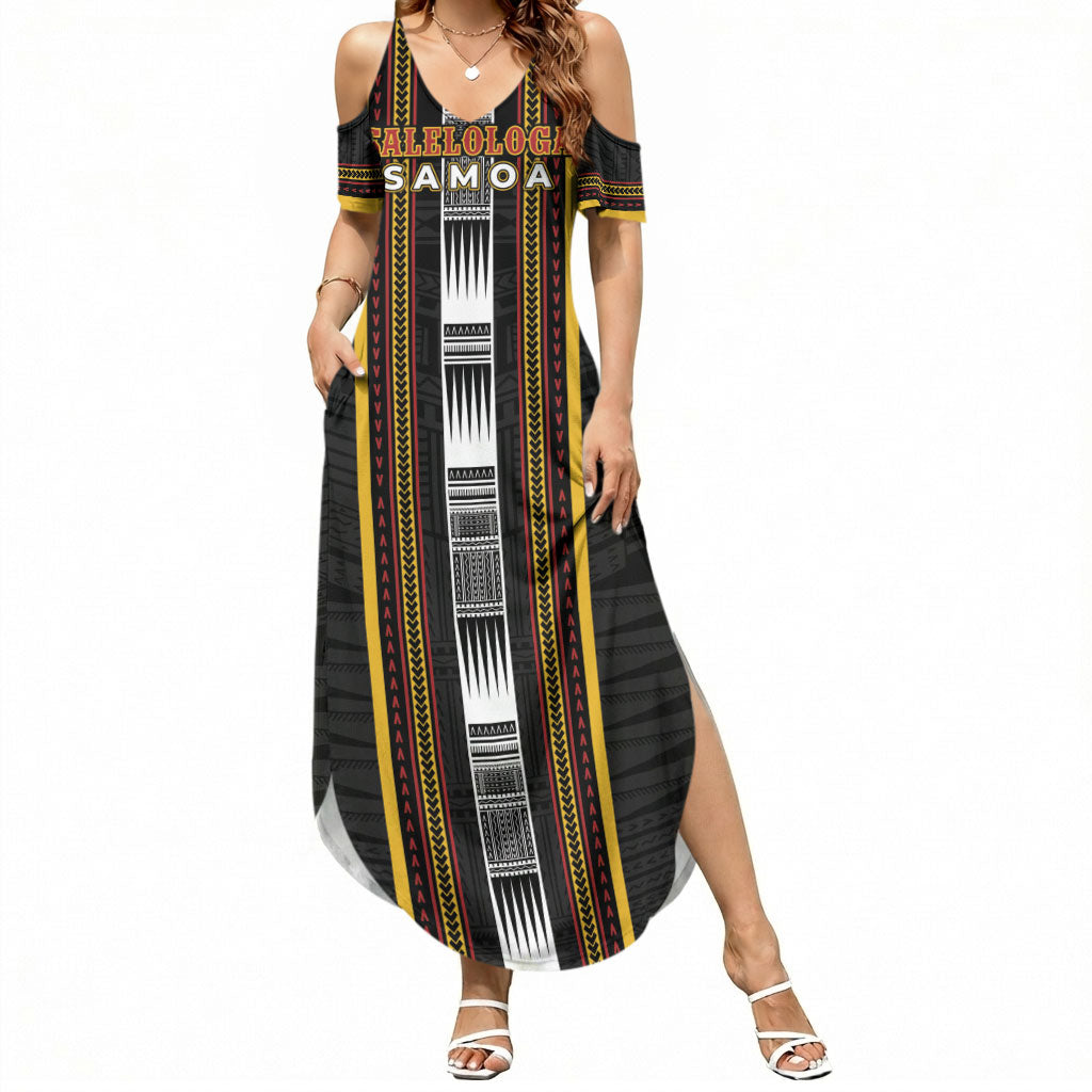 Personalised Salelologa Samoa Summer Maxi Dress Samoan Tribal Pattern LT05 Women Black - Polynesian Pride