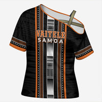 Personalised Vaitele Samoa Cross Shoulder Shirt Samoan Tribal Pattern