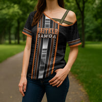 Personalised Vaitele Samoa Cross Shoulder Shirt Samoan Tribal Pattern