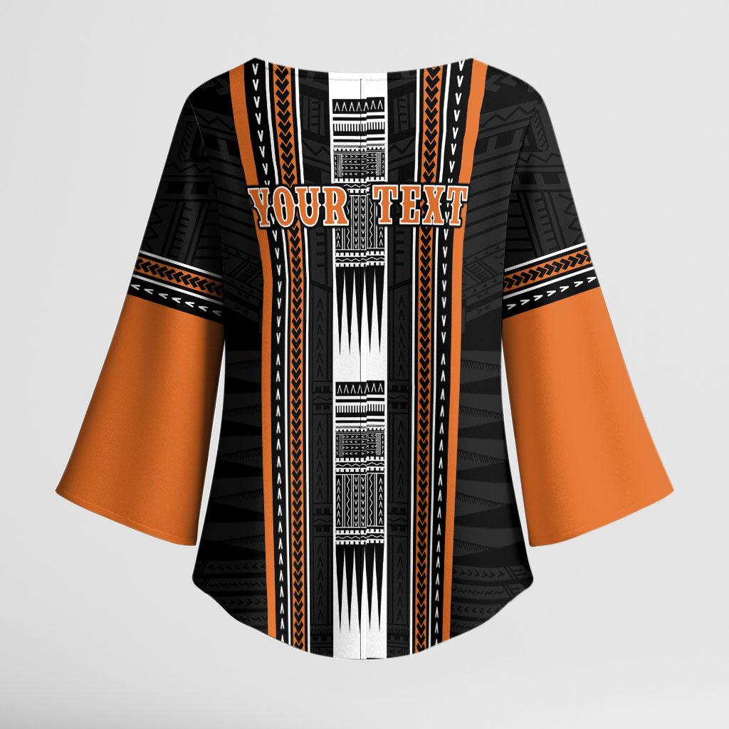 Personalised Vaitele Samoa Kimono Sleeve Blouse Samoan Tribal Pattern