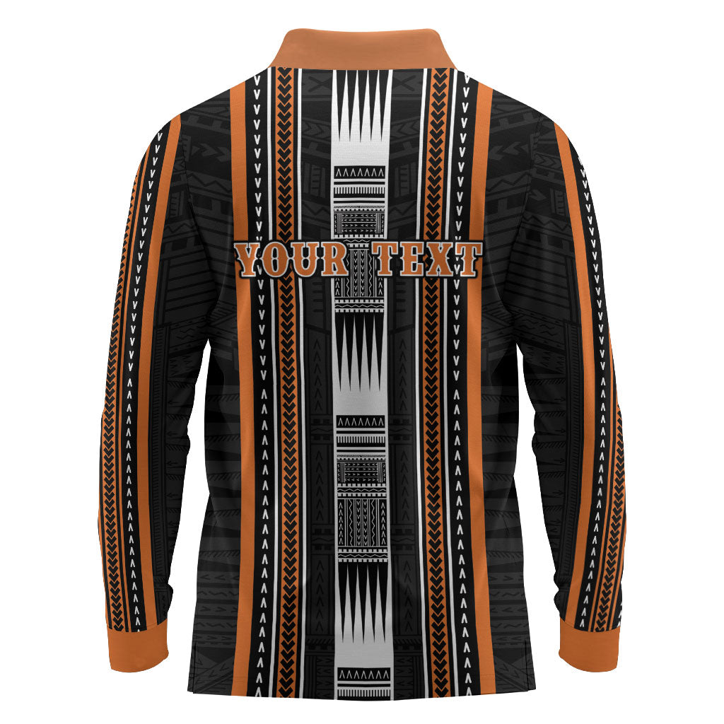 Personalised Vaitele Samoa Long Sleeve Polo Shirt Samoan Tribal Pattern