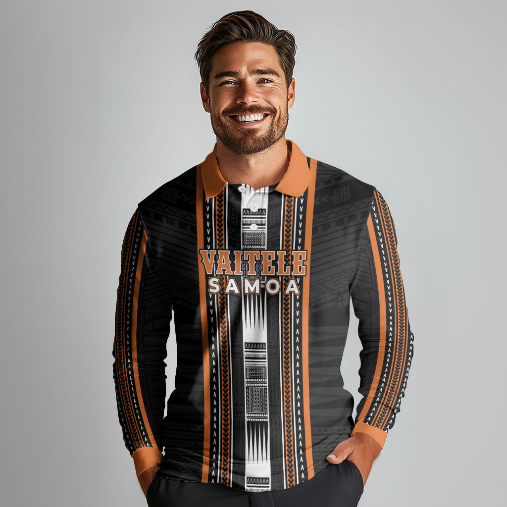 Personalised Vaitele Samoa Long Sleeve Polo Shirt Samoan Tribal Pattern