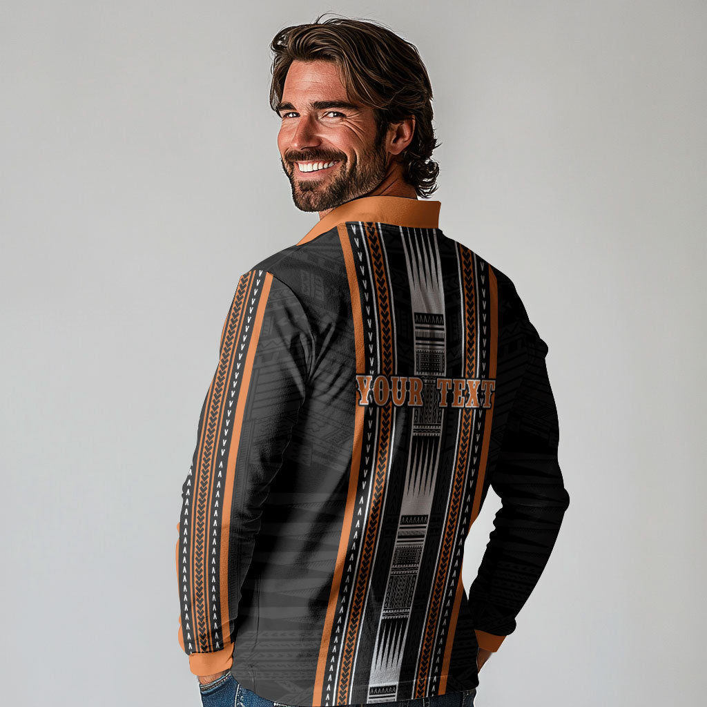 Personalised Vaitele Samoa Long Sleeve Polo Shirt Samoan Tribal Pattern