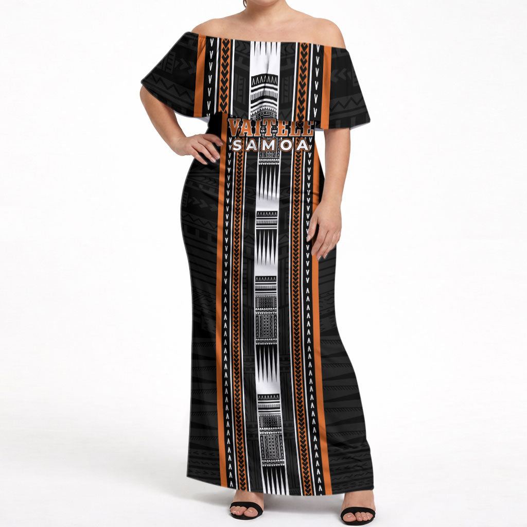 Personalised Vaitele Samoa Off Shoulder Maxi Dress Samoan Tribal Pattern LT05 Women Orange - Polynesian Pride