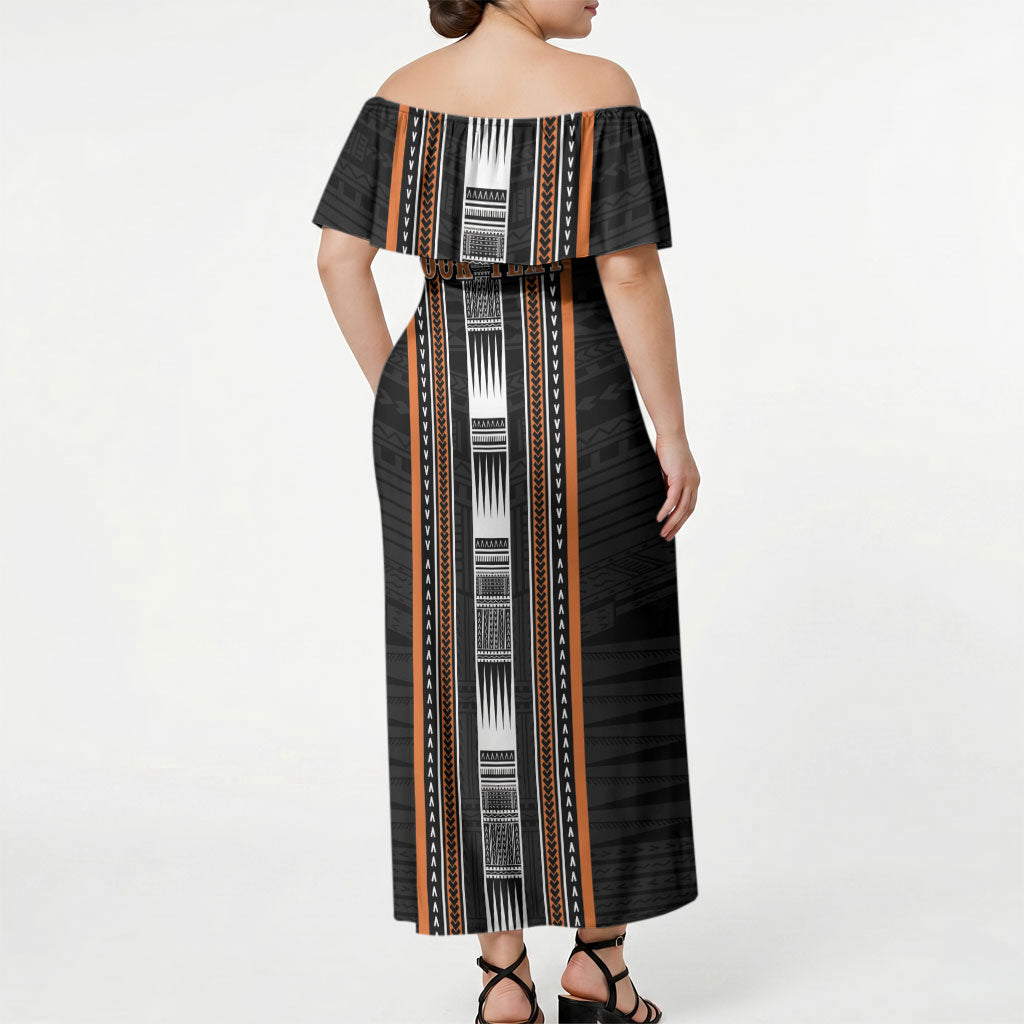 Personalised Vaitele Samoa Off Shoulder Maxi Dress Samoan Tribal Pattern LT05 - Polynesian Pride