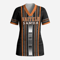 Personalised Vaitele Samoa Scrub Top Samoan Tribal Pattern LT05 Adult Orange - Polynesian Pride