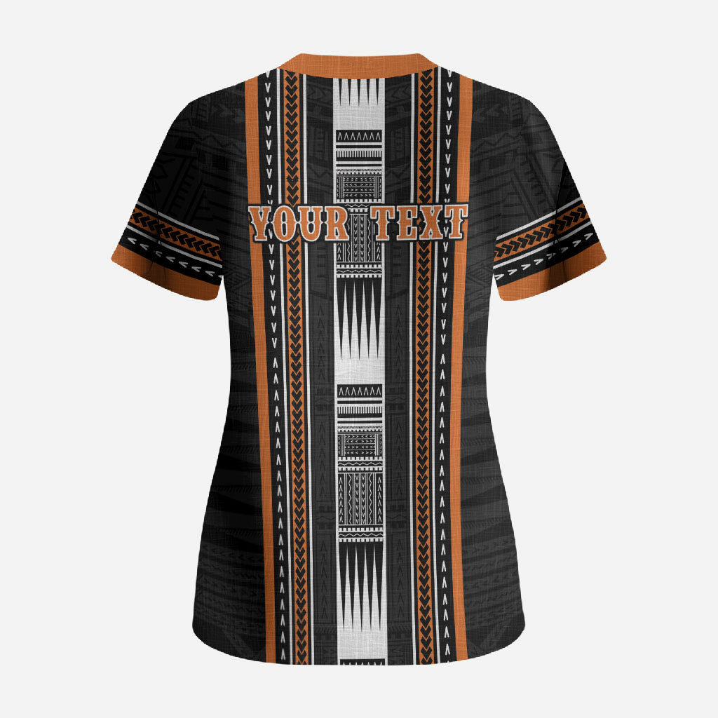 Personalised Vaitele Samoa Scrub Top Samoan Tribal Pattern LT05 - Polynesian Pride