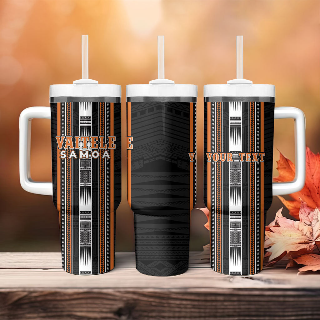 Personalised Vaitele Samoa Tumbler With Handle Samoan Tribal Pattern