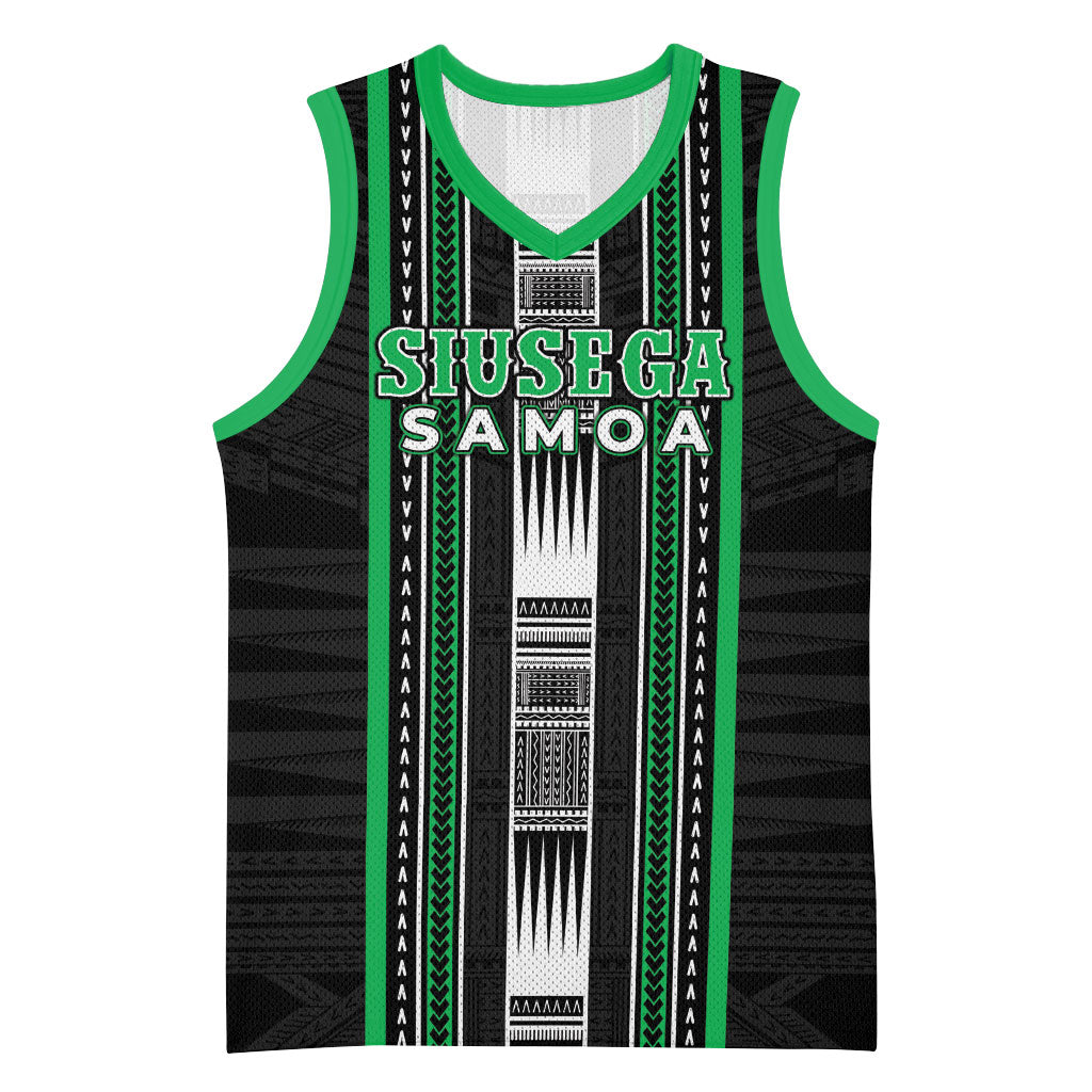 Personalised Siusega Samoa Basketball Jersey Samoan Tribal Pattern LT05 Unisex Green - Polynesian Pride