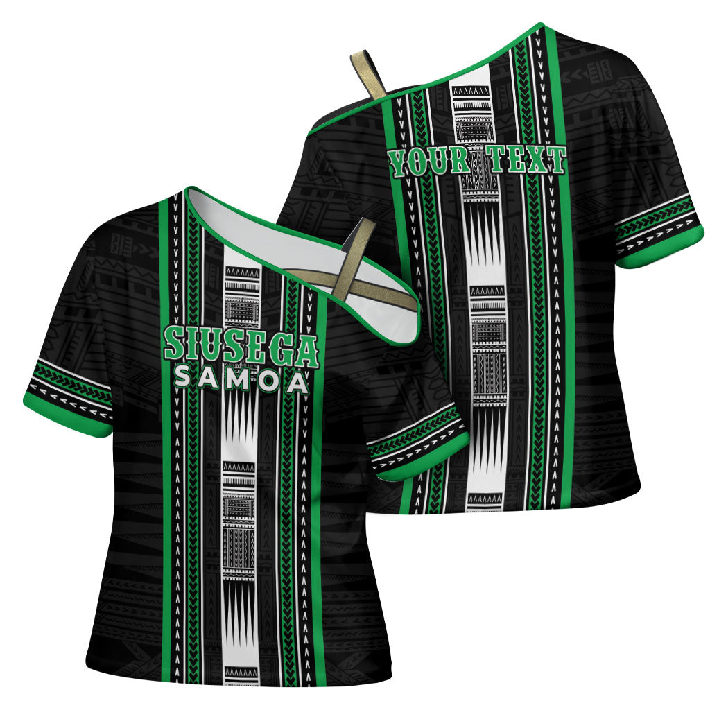 Personalised Siusega Samoa Cross Shoulder Shirt Samoan Tribal Pattern