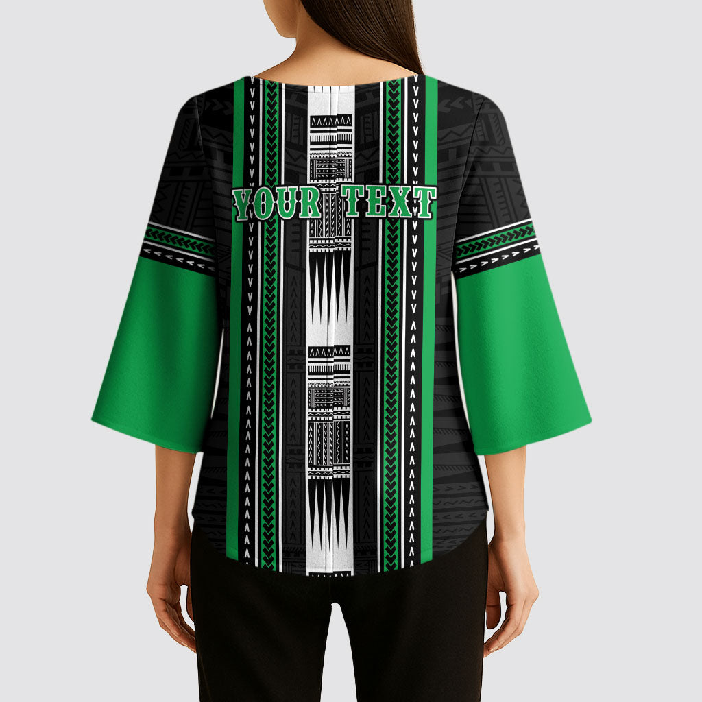 Personalised Siusega Samoa Kimono Sleeve Blouse Samoan Tribal Pattern